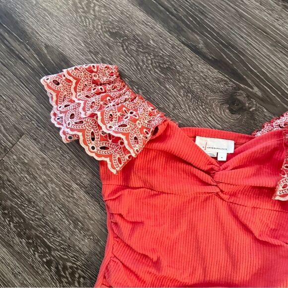 Anthropologie Ruffle-Sleeve Eyelet Top - Picture 3 of 9